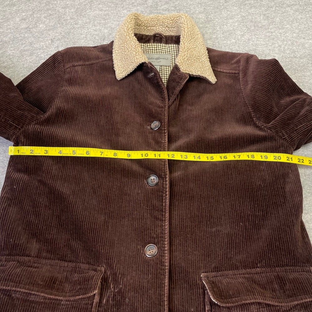 Vintage Eddie Bauer Womens Brown Corduroy Barn Jacket M Teddy Collar Y2K - Picture 14 of 16